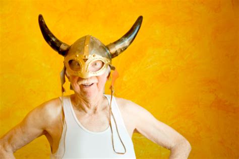 Crazy Old Man In A Viking Helmet Stock Photo Download Image Now Istock