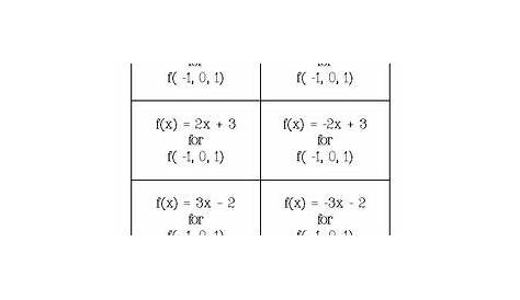 function worksheets 9th grade