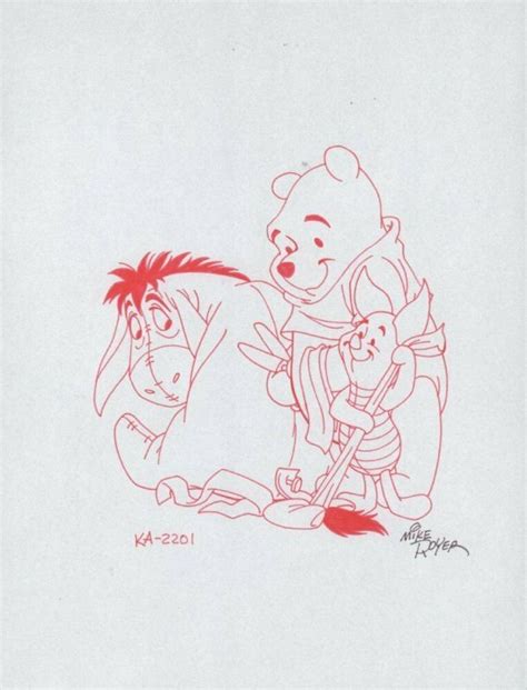 Winnie The Pooh Disney Red Ink Concept Art Eeyore Piglet Ka By