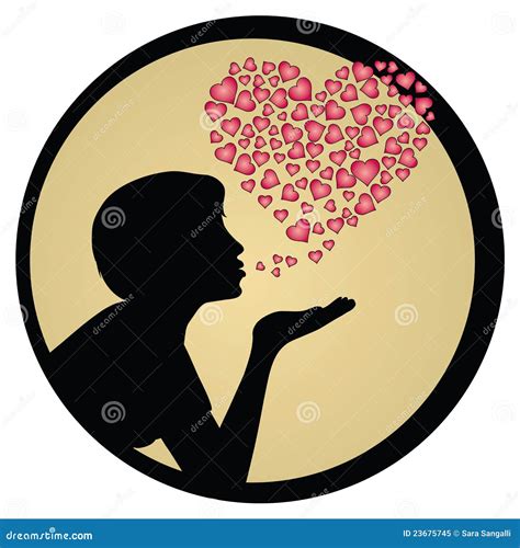 Girl Blowing Kiss Silhouette Stock Vector Illustration Of Valentine