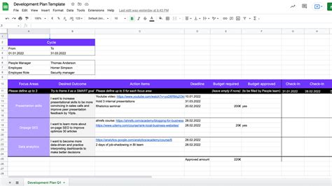 Download Excel Spreadsheet Employee Development Plan