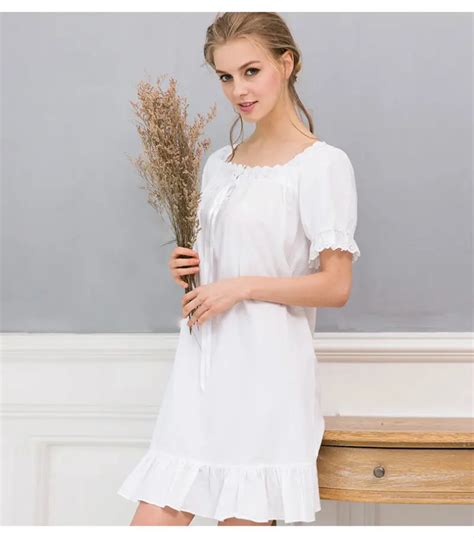 Vintage White Nightgown Vestido Branco White Cotton Nightgown Elegant Nightgowns For Women
