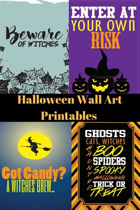 Free Printable Halloween Wall Art Decor Witches Ghosts Pumpkins