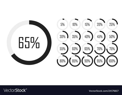 Set Of Circle Percentage Diagrams From 0 To 100 Vector Image