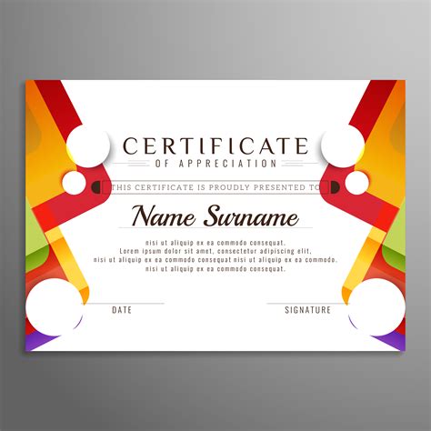 Abstract Colorful Certificate Template Design Vector Art At Vecteezy