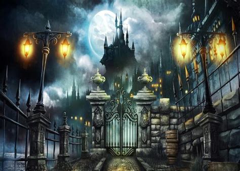 Lyavshi Magic Castle Witch Wizard Photography Backdrop Night Moon