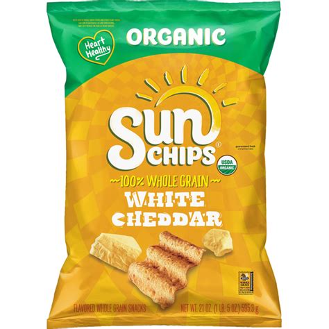 Sun Chips Whole Grain Snacks Organic White Cheddar Flavored 21 Oz
