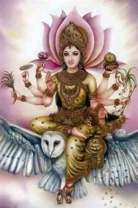 Laxmi On Owl Shakti Goddess Goddess Art Saraswati Goddess