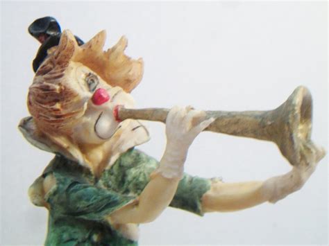 vintage hobo clown playing horn statuette figurine retro etsy