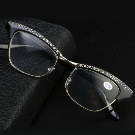 crystal rhinestone cat eyes reading glasses optical frame lens black bling ebay