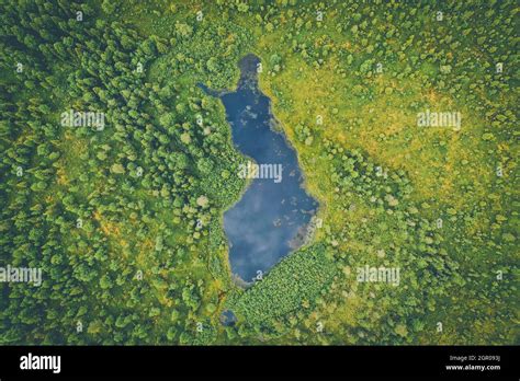 Aerial View Of A Finland Shaped Lake In Finnish Lapland Stock Photo Alamy
