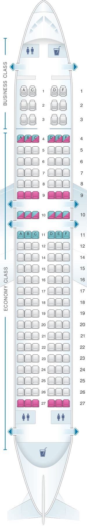 An Airplanes Seating Chart With The Seats Labeled In Blue And Pink On