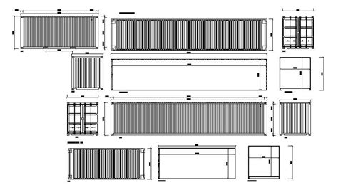 Multiple Container Elevation And Section Blocks Dwg File Cadbull