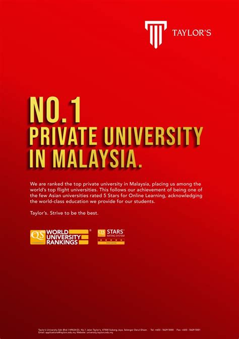 1 jalan taylor's, 47500 subang jaya, selangor darul ehsan. Taylor's ranks as best private University in Malaysia ...