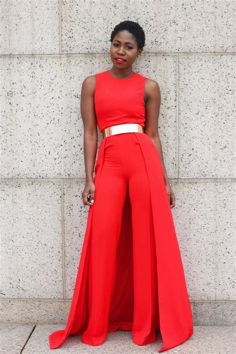 Stylesynopsis Red Cape Jumpsuit Style Elegant Rompers Fashion