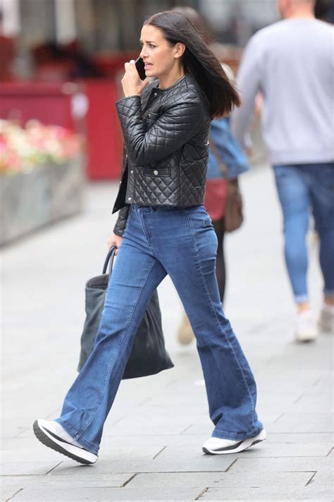 Kirsty Gallacher In Tight Denim Bell Bottomed Trousers And Leather
