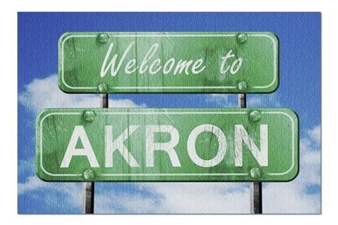 Akron Ohio Welcome To Ohio Green Road Sign 9017062 20x30 Premium