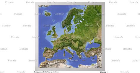 Europe Shaded Relief Map Zazzle
