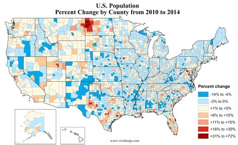 Us Population Percent Increase By County Vivid Maps