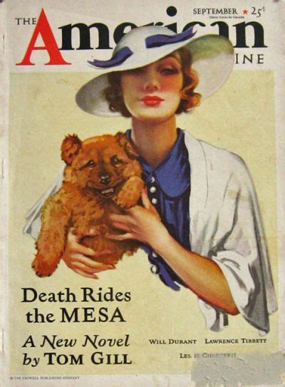 1933 American Magazine Cover ~ Woman With Fuzzy Dog Vintage Magazine