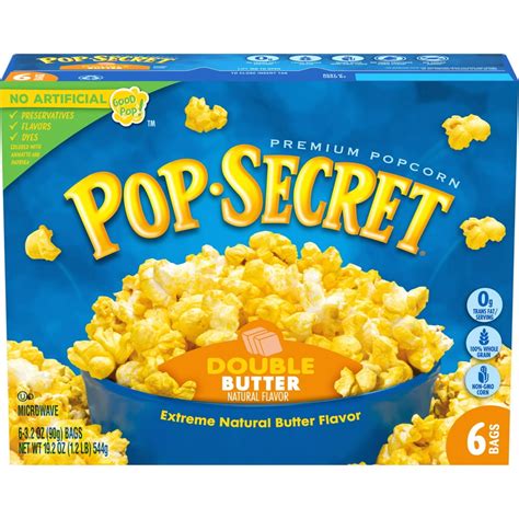 Pop Secret Popcorn Double Butter Microwave Popcorn 32 Oz Sharing Bags 6 Ct