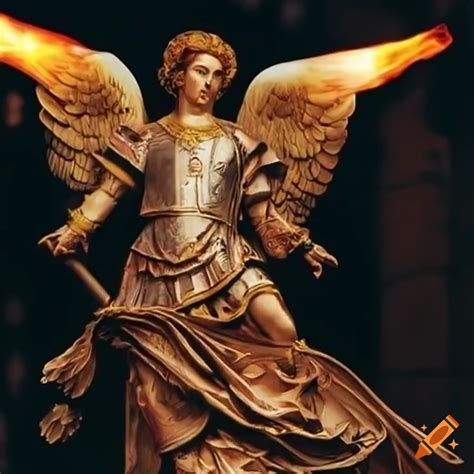 Holy Archangel Michael With A Flaming Sword On Craiyon