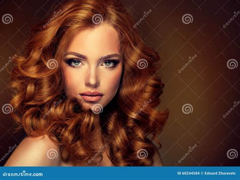 Girl Model With Long Curly Red Hair Stock Photo Image Of Bright