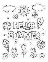 Summer Coloring Pages Hello Color Easy Printable Kids Printables Adults sketch template