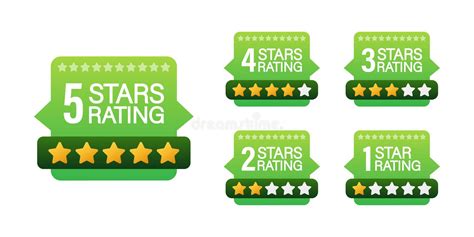 5 Star Rating Badge With Icons On White Background Vector Stock