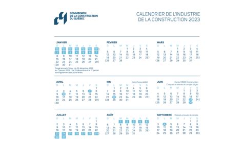 Calendrier Ccq 2023 Imprimer Le Calendrier Construction 2023 Vrogue