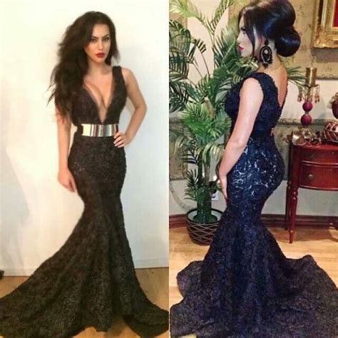 Michael Costello Black Lace Prom Dress Lace Evening Dress Long Backless Evening Dress