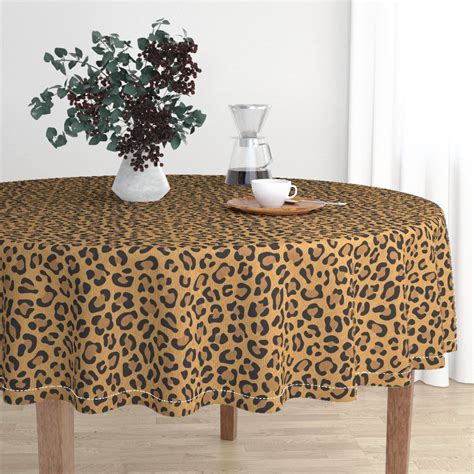 Leopard Print Round Tablecloth Spoonflower Round Tablecloth Black