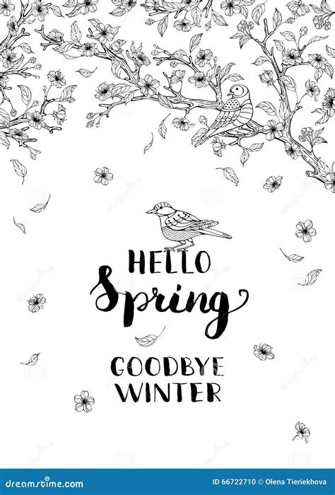 Hello Spring Goodbye Winter Stock Vector Illustration Of Background