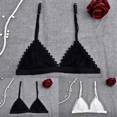 2017 Womens Sexy Slim Floral Sheer Lace Triangle Bralette Bra Crop Top