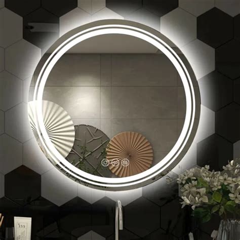 32 Inch Round Led Bathroom Mirror Wall Mounted Makeup Vanity Dimmable Anti Fog 15998 Picclick