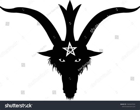 Black White Vector Baphomet Face Pentagram Stock Vektor Royaltyfri