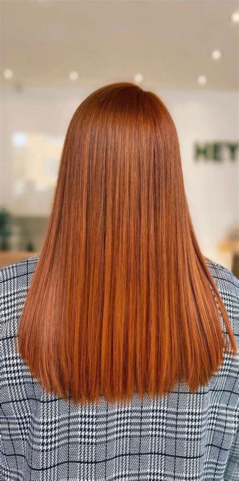 35 Copper Hair Colour Ideas And Hairstyles Sleek Copper Long Hair