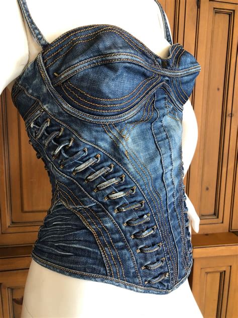 Roberto Cavalli For Just Cavalli Denim Corset With Lace Up Details For Sale At 1stdibs