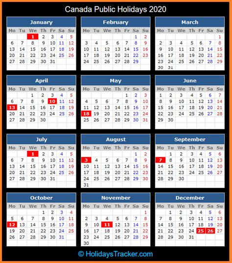 Canada Public Holidays 2020 Holidays Tracker