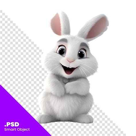 Premium Psd 3d Rendering Of A Cute White Rabbit Isolated On White