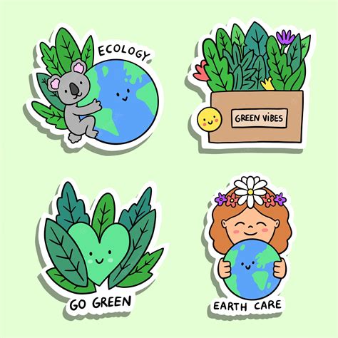 Free Vector Hand Drawn Ecology Badges Collection
