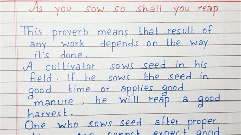 As You Sow So Shall You Reap Essay Short Essay English Youtube