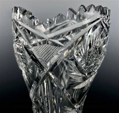 Abp American Brilliant Cut Glass Corset Hourglass Form 9 75 Vase