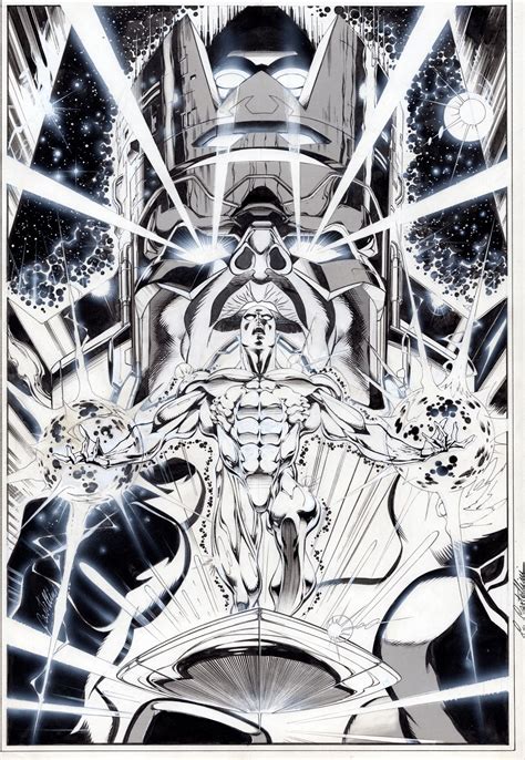 Silver Surfer And Galactus By Claudio Castellini Comic Book Artwork