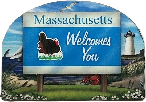 Massachusetts State Welcome Sign Artwood Fridge Magnet