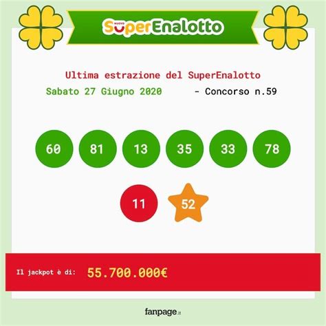 Ultimi risultati e numeri vincenti superenalotto. Estrazioni Lotto e SuperEnalotto del 27 giugno 2020