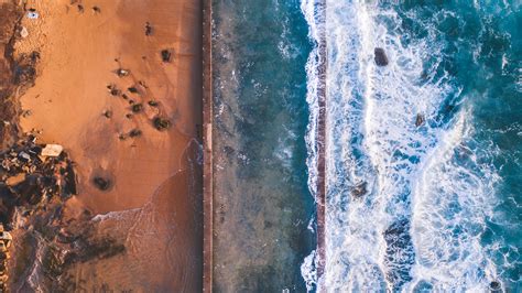 Download 1920x1080 Wallpaper Aerial View Sea Waves Beach Full Hd