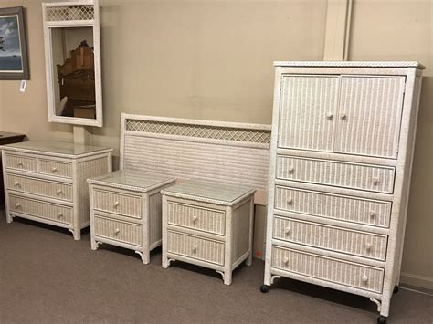 Exqui bedside table white wooden night stand storage unit cabinet with drawer and removable wicker woven basket for bedroom living room,28x30x45cm, g141w 4.2 out of 5 stars 146 £37.99 £ 37. Piece Wicker Bedroom Set Delmarva Furniture Consignment ...