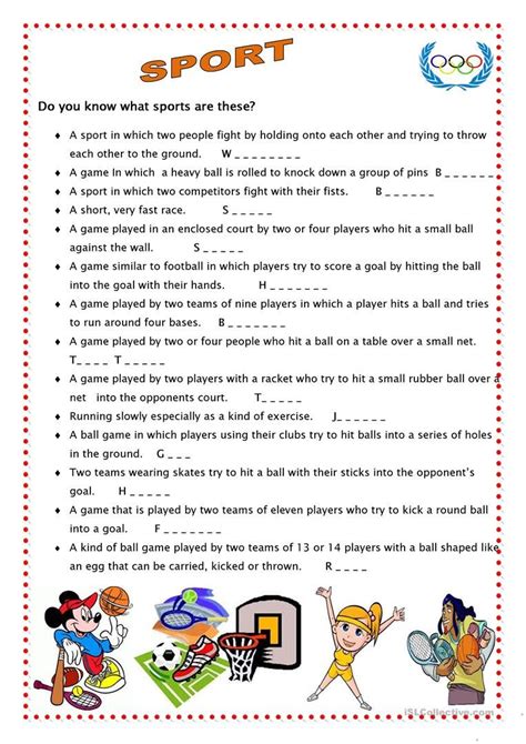 Sport 4 Worksheet Free Esl Printable Worksheets Made By Teachers