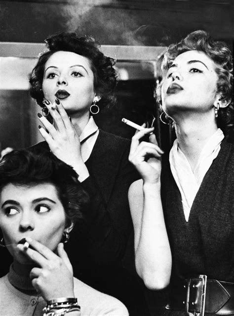 Models Learning Proper Smoking Technique 1953 Thanks Bourbon And Pearls Girl Smoking